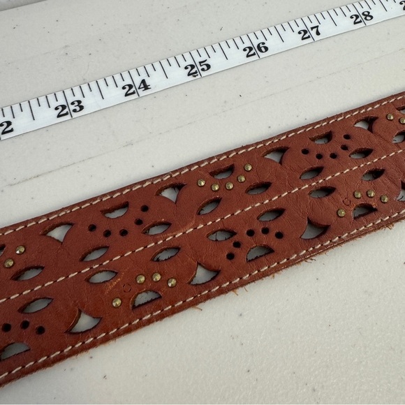 Eddie Bauer Women's Boho Western Brown Tan Genuine Leather Belt Size Medium - Picture 10 of 13